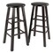 Contemporary Home Living Set of 2 Espresso Brown Solid Wood Bar Stools 29"